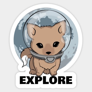 Little Werewolf Astronaut and Moon Sticker